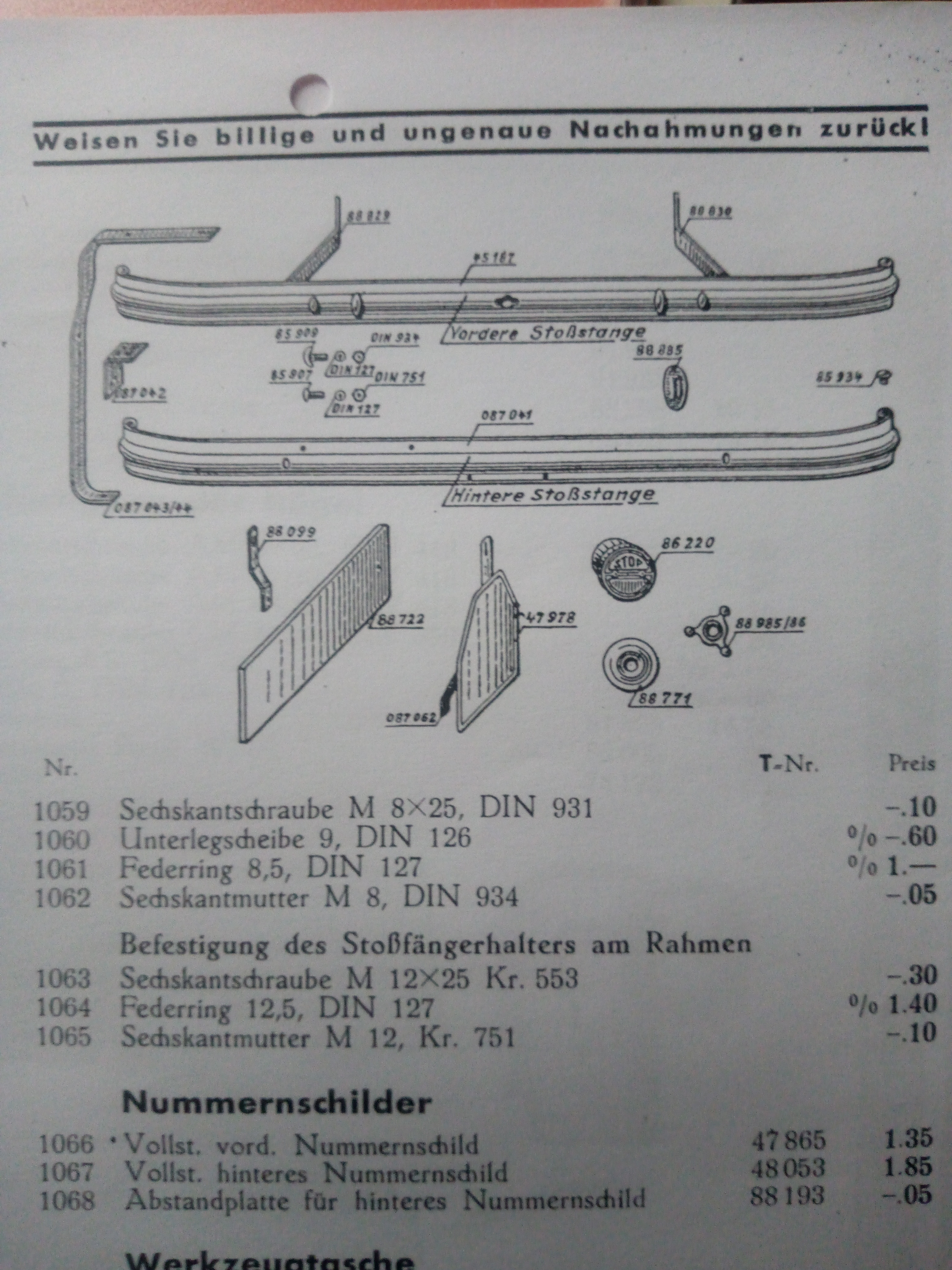aus der Ersatzteilliste